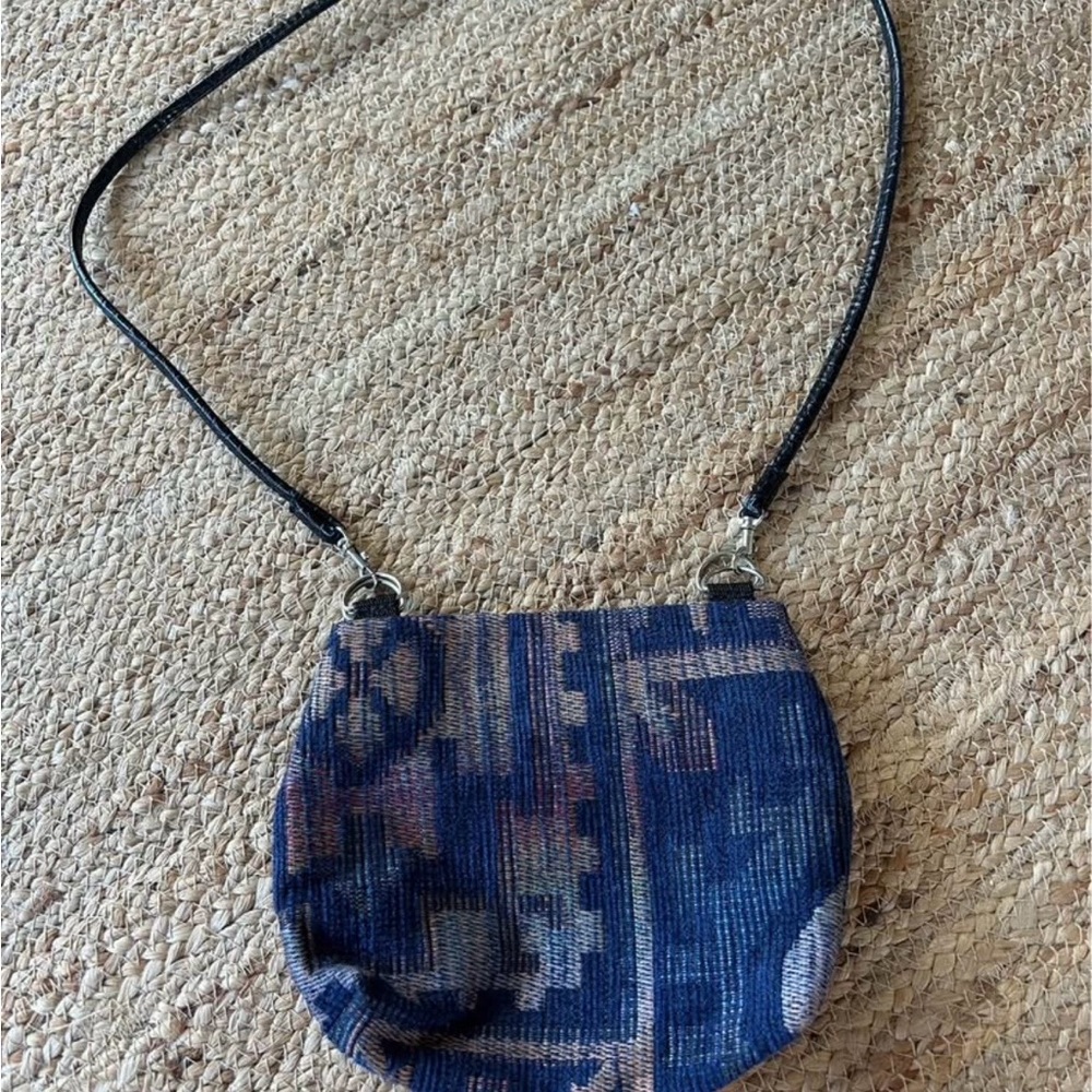 Woven Blue Pattern Crossbody Bag - Women